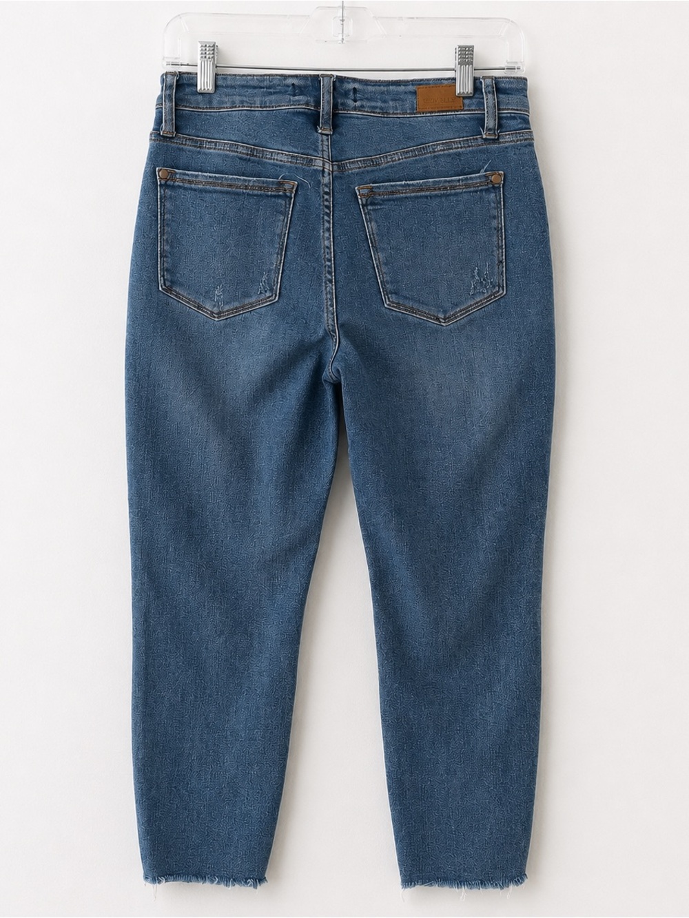 Judy Blue Relaxed Fit Jeans Sunflower Embroidered Raw Hem Stretch Size 5/27 - Picture 2 of 7